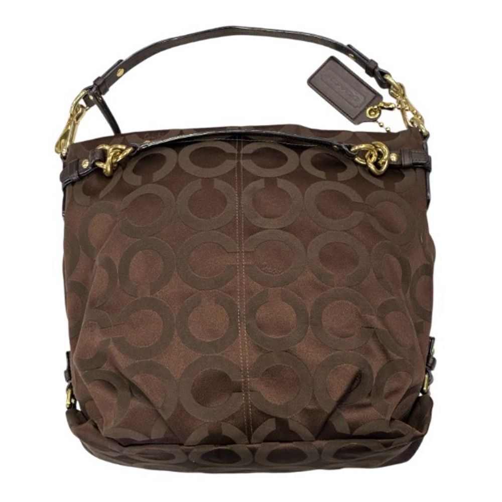 Coach Signature C Brown Canvas Leather Trim Y2K Shoulder Bag EUC - Picture 4 of 14